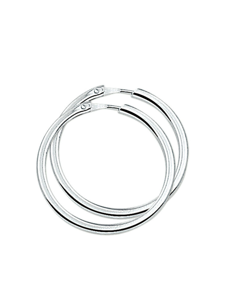 Zilveren oorringen - Gerhodineerd - 2,0 mm - Vierkante buis - 29 mm