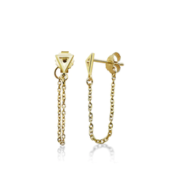 Jwls4u Jwls4u - Studs with chain Triangel Goldplated - JE023G