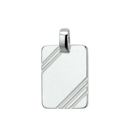 Zilveren graveerplaatje - Poli/mat - Gediamanteerd - Rechthoek - 14 mm