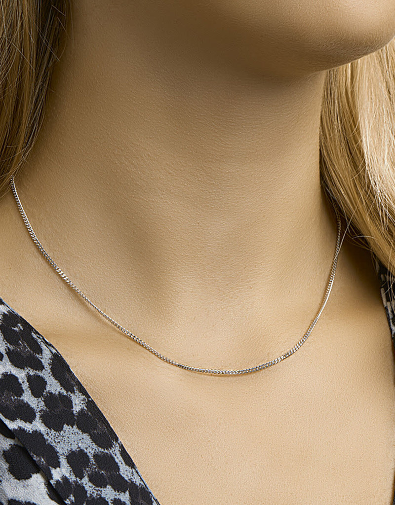 Zilveren lengtecollier - Gerhodineerd - Gourmet - 1.7 mm