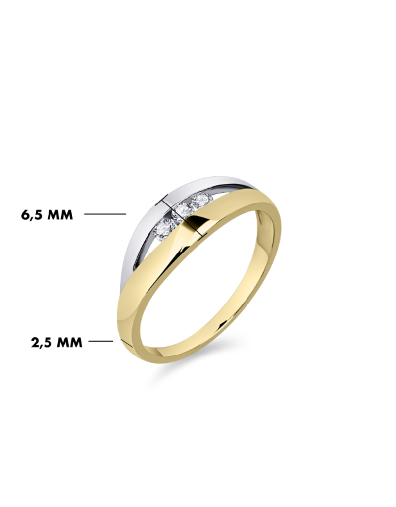 Gisser Gouden ring - 14 karaats - Bicolor - Zirkonia - Maat 56
