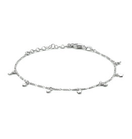 Zilveren enkelbandje - Gerhodineerd - Sterretjes - 18 - 22 cm