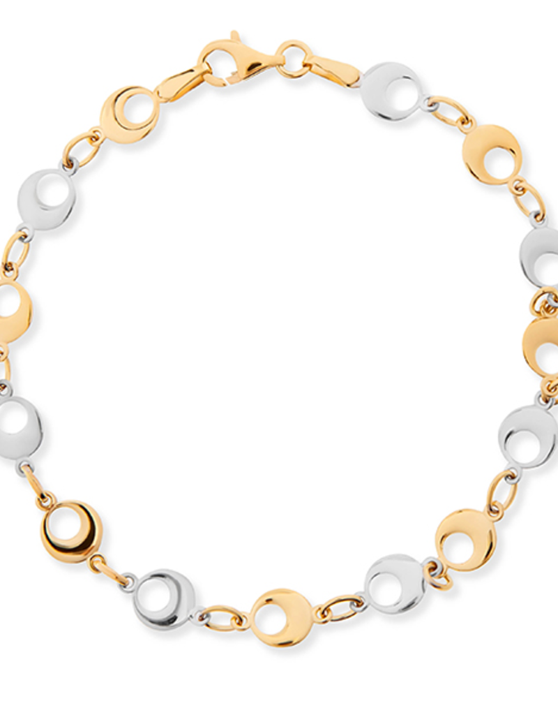 Gouden armband - 14 karaats - Bicolor - Rondjes - 19 cm