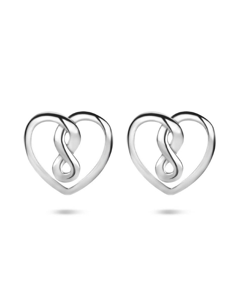 Zilveren oorknoppen - Gerhodineerd - Hart en infinity