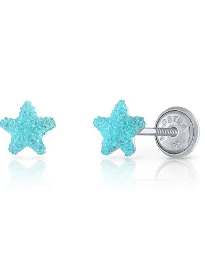 Lapetra Lapetra - Zilveren oorknopjes - Gerhodineerd - Blauwe ster - Emaille