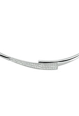 Zilveren choker - Gerhodineerd - Zirkonia - 42/46 cm