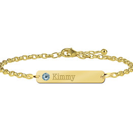 Gouden naam armband met geboortesteen