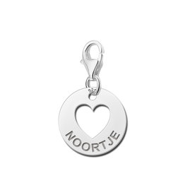 Zilveren bedel - Hart met naam en hartje