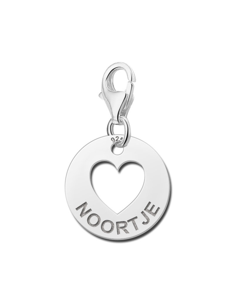 Zilveren bedel - Hart met naam en hartje