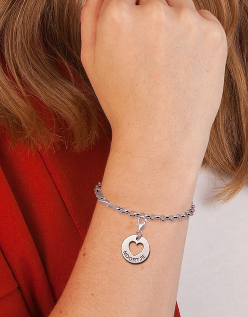 Zilveren bedel - Hart met naam en hartje