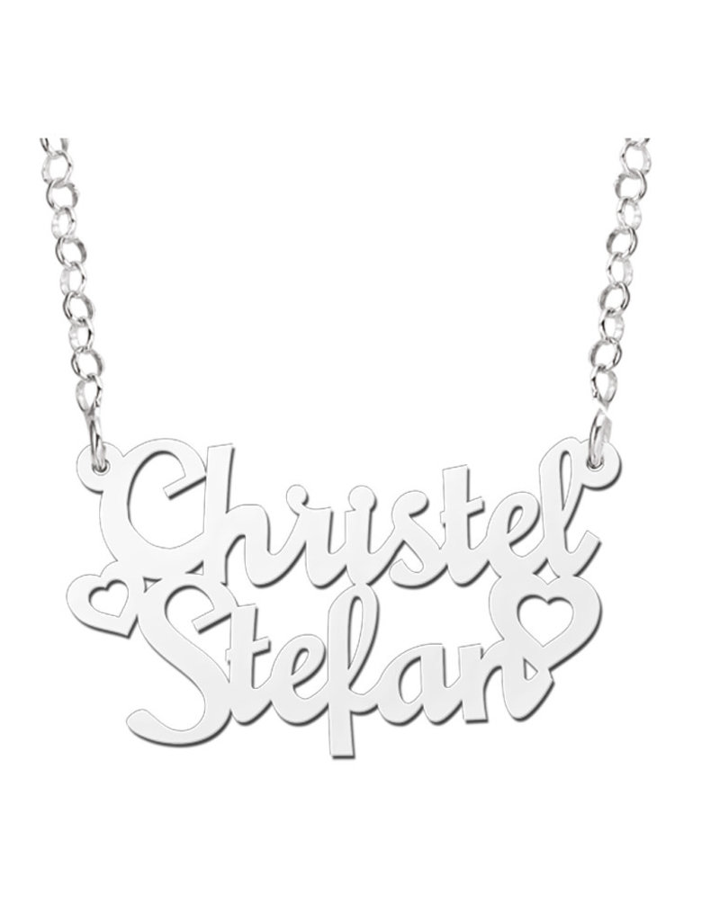 Zilveren naamketting model Christel - Stefan