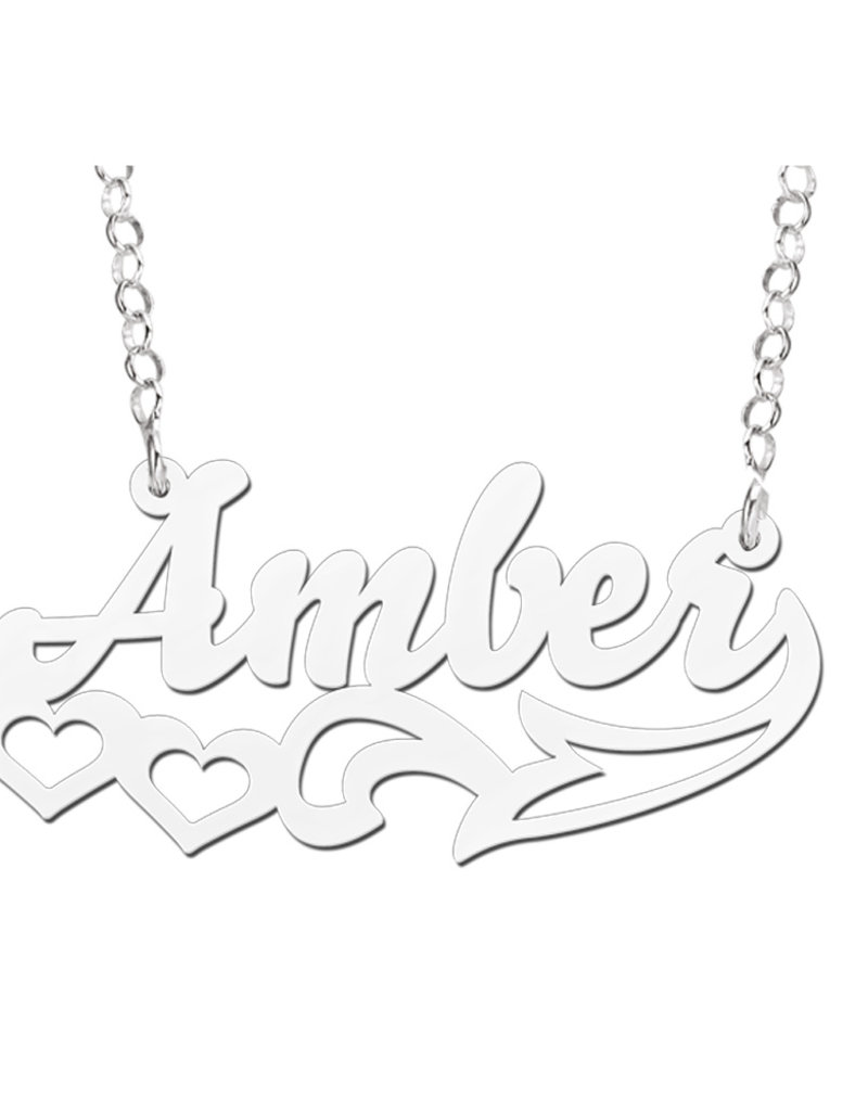 Zilveren naamketting model Amber