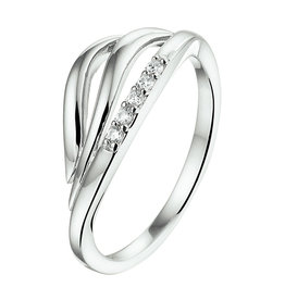 Zilveren ring - Gerhodineerd - Zirkonia - Maat 18.5