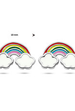 Zilveren oorknoppen - Gerhodineerd - Emaille - Regenboog