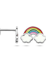 Zilveren oorknoppen - Gerhodineerd - Emaille - Regenboog