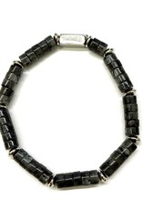 Thomss Thomss - Armband - Tubes - Edelsteen - Grey Stone - Steel disc