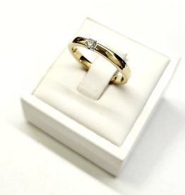 Gouden Briljant damesring - Memoire -  1x 0.07 ct. - Briljant - H.Si - Maat 18