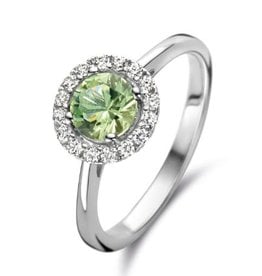 Rosa di Luca Italy Zilveren ring - Gerhodineerd - Groene en blanke zirkonia - Maat 58