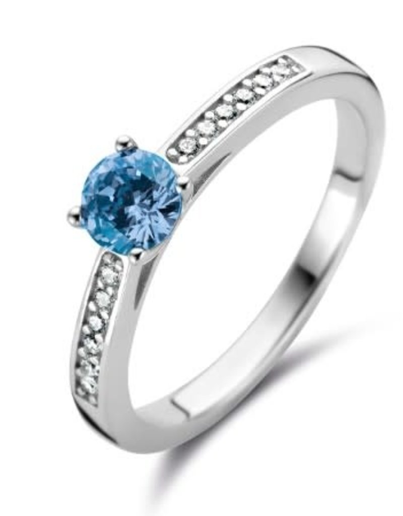 Rosa di Luca Italy Zilveren ring - Gerhodineerd - Blauwe en blanke Zirkonia - Maat 56