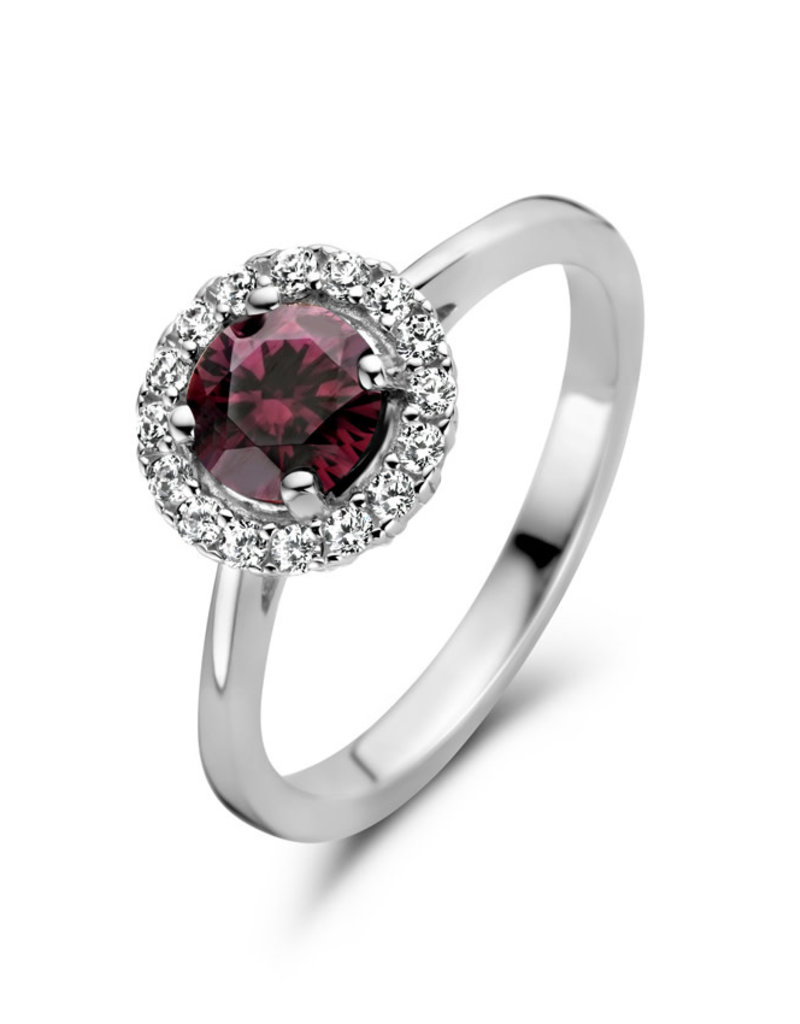 Rosa di Luca Italy Zilveren ring - Gerhodineerd - Bordeaux Zirkonia - Maat 56