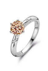 Rosa di Luca Italy Zilveren ring - Gerhodineerd - Champagne en blanke Zirkonia - Maat 54