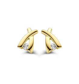 Bernstein Gouden oorknoppen - 14 karaats - Briljant - 0.040 crt