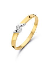 Bernstein Gouden ring - 14 karaats - Briljant - 0.045 crt - Maat 17