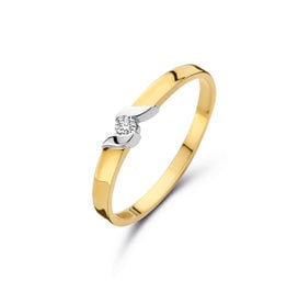 Bernstein Gouden ring - 14 karaats - Briljant - 0.045 crt - Maat 17