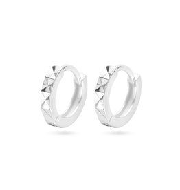 Zilveren oorringen - Gerhodineerd - Gediamanteerd