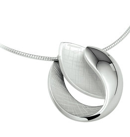 Zilveren collier met hanger - Gerhodineerd - Gescratcht - 42+3 cm