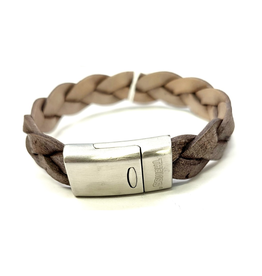Thomss Thomss - Leren armband - Beige - THS023 - 20.5 cm