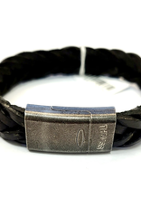 Thomss Thomss - Leren armband - Zwart - THV003 - 21 cm