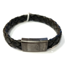 Thomss Thomss - Leren armband - Zwart - THV011 - 23 cm