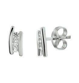 Zilveren oorknoppen - Gerhodineerd - Zirkonia