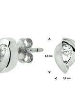 Zilveren oorknoppen - Gerhodineerd - Mat/glanzend - Zirkonia