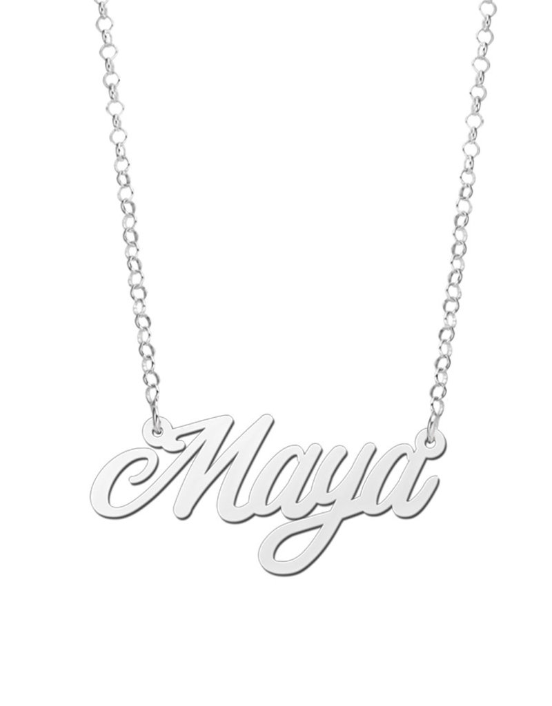 Zilveren naamketting model Maya