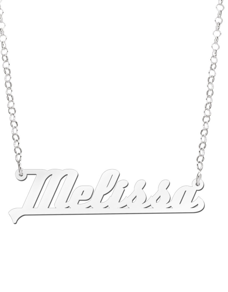 Zilveren naamketting model Melissa