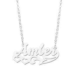 Zilveren naamketting model Amber