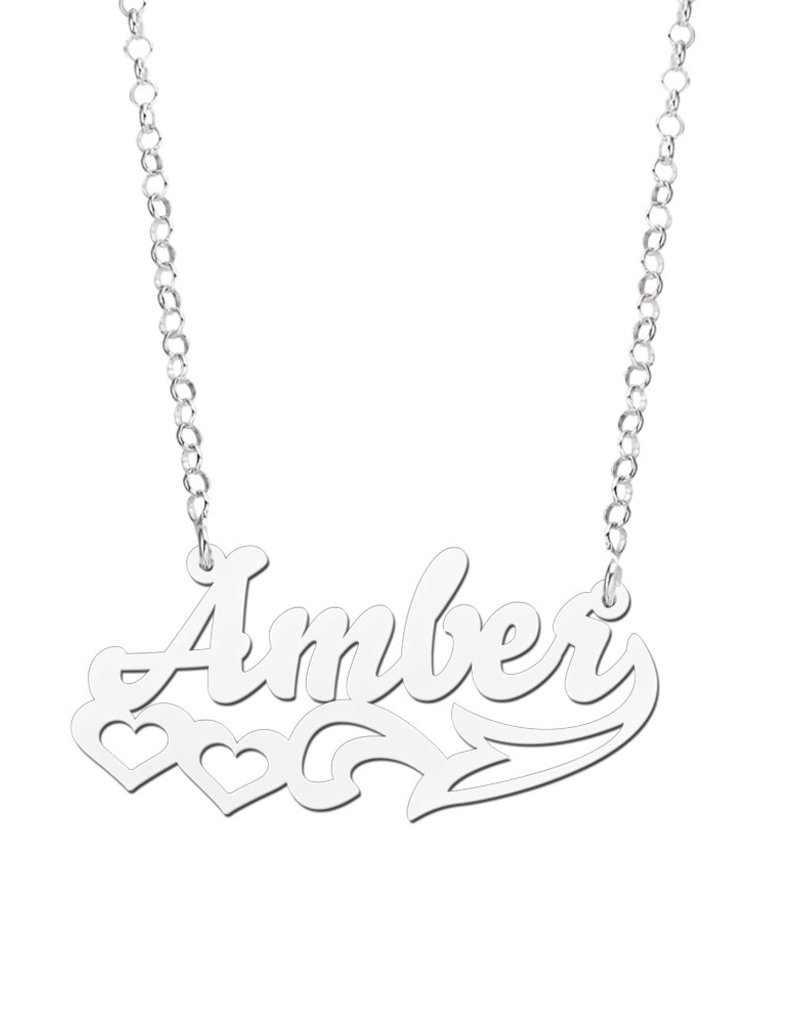 Zilveren naamketting model Amber