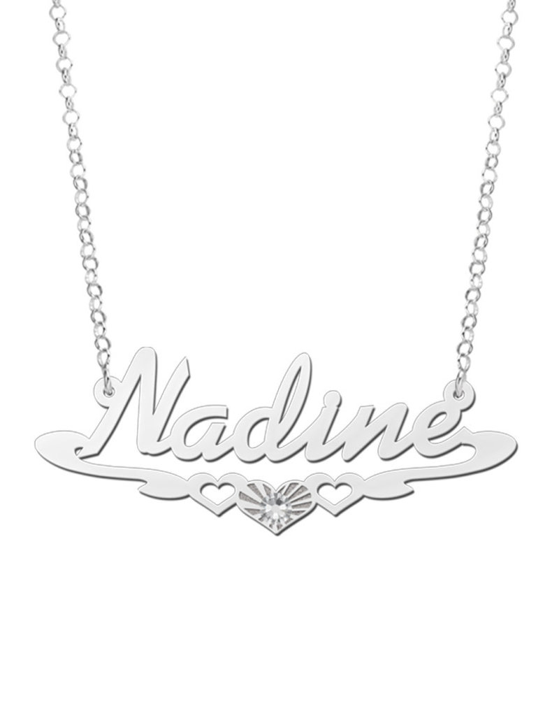 Zilveren naamketting model Nadine