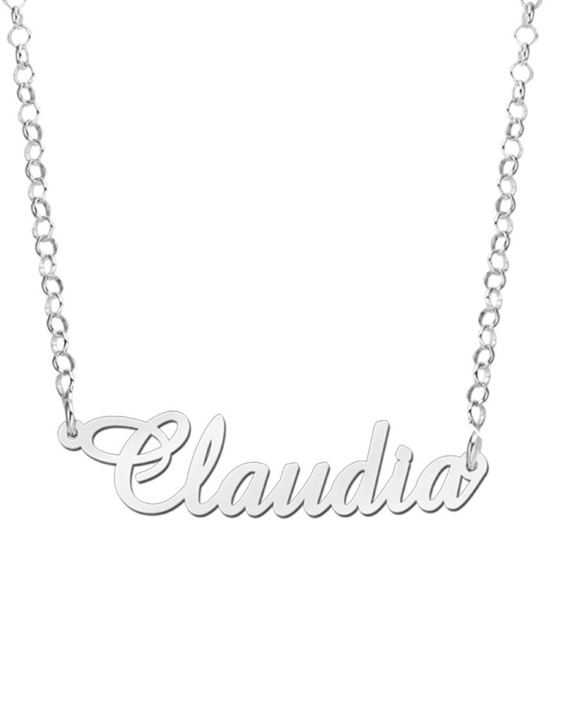 Zilveren naam ketting model Claudia