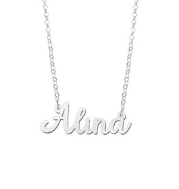 Zilveren naam ketting model Alina