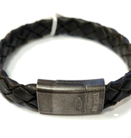 Thomss Thomss - Leren armband - Zwart - THV011 - 22.5 cm
