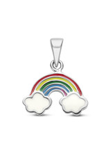 Zilveren hanger - Gerhodineerd - Emaille - Regenboog