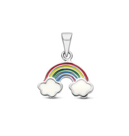 Zilveren hanger - Gerhodineerd - Emaille - Regenboog