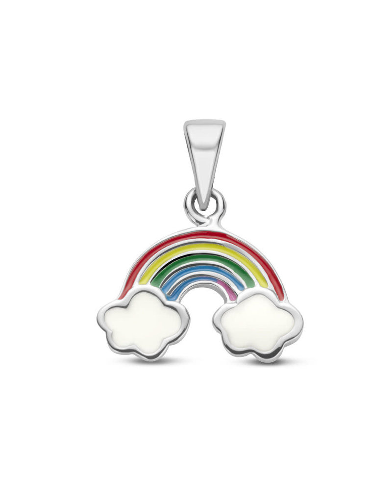 Zilveren hanger - Gerhodineerd - Emaille - Regenboog