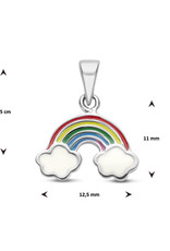 Zilveren hanger - Gerhodineerd - Emaille - Regenboog