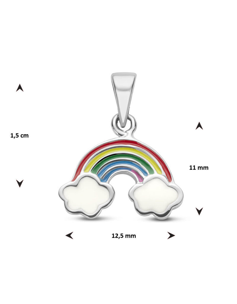 Zilveren hanger - Gerhodineerd - Emaille - Regenboog