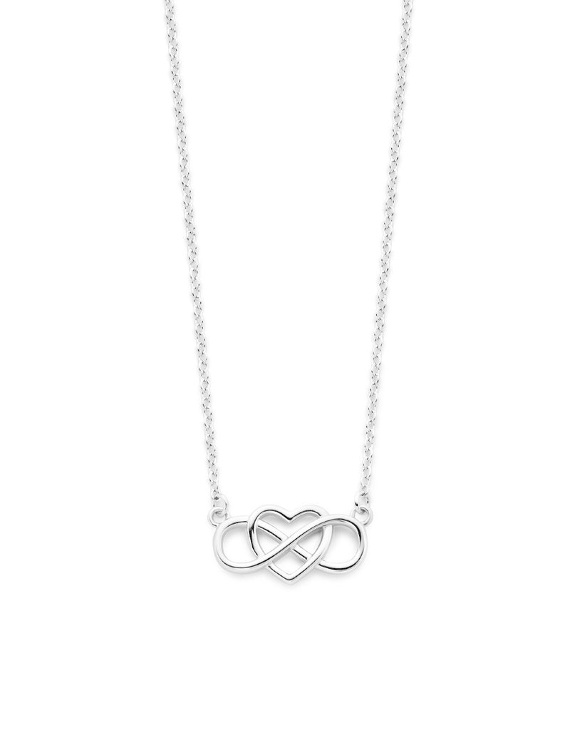 Zilveren collier - Gerhodineerd - Hart en infinity - 42 + 3 cm