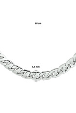 Zilveren heren collier - Gerhodineerd - Geplet Gourmet - 6,6 mm - 60 cm